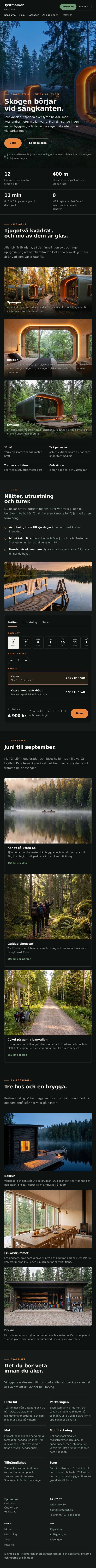 Tystmarkens startsida uppifrån och ned